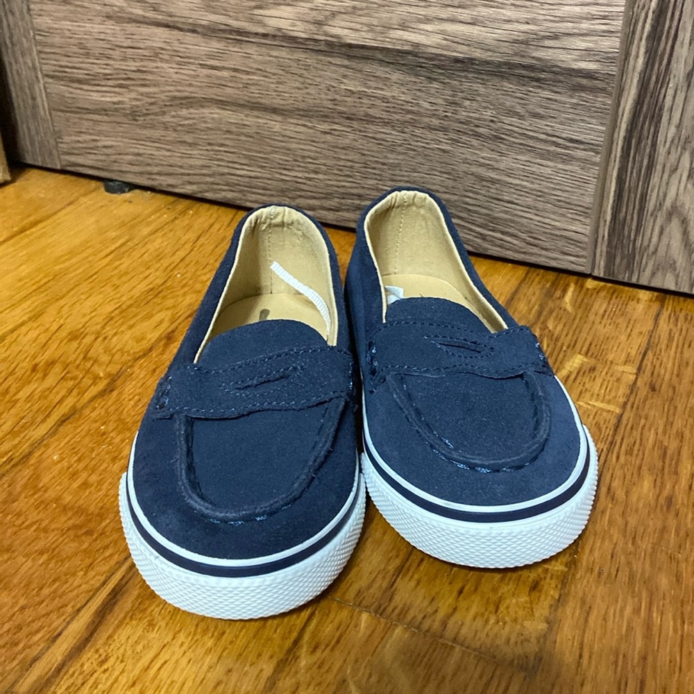 Janie and Jack toddle navy blue penny loafers